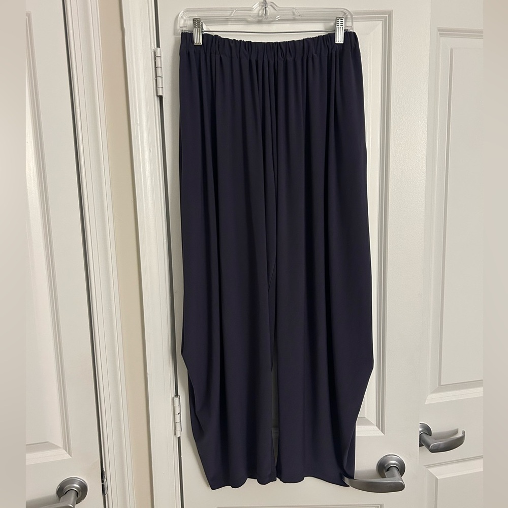 Issey Miyake Ruched Wide Leg Structured Casual Pants